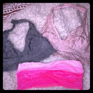 Bundle of Lace Bralettes size Large VS & Aerie